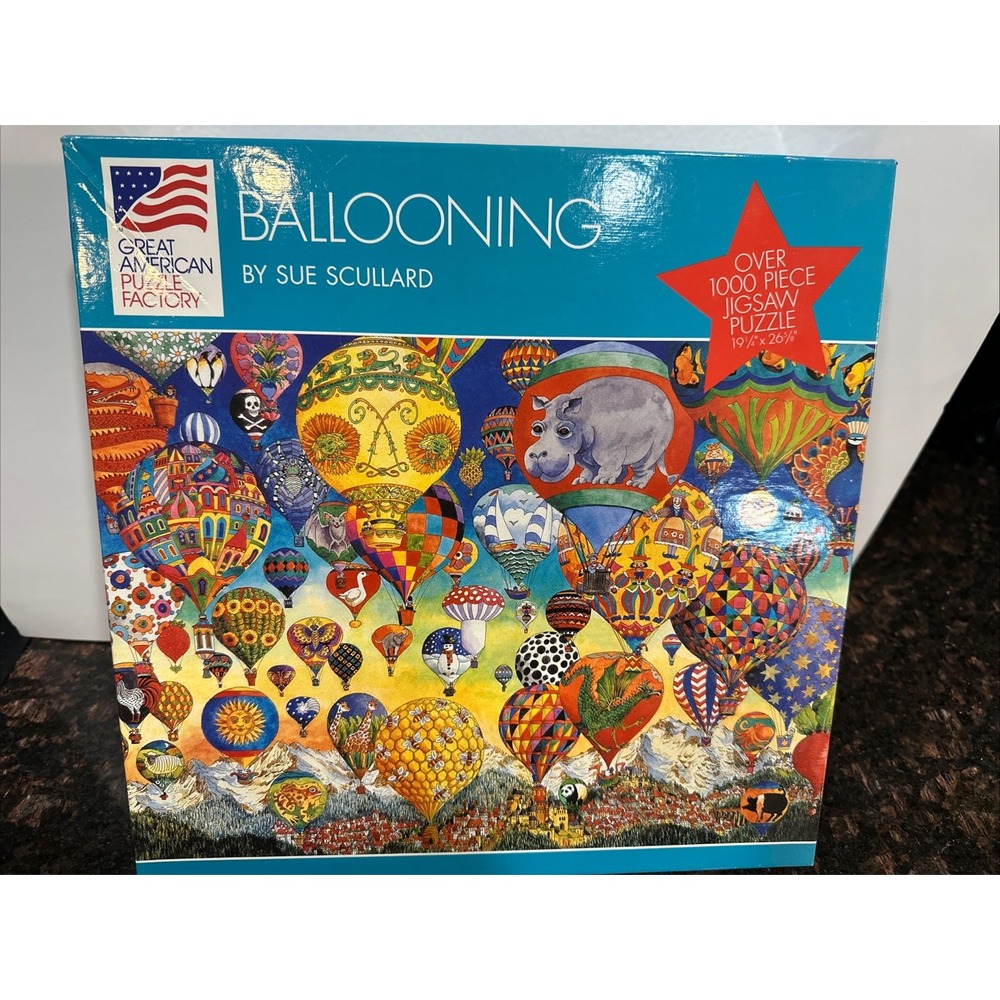 Great American Puzzle Factory Ballooning Sue Scullard 1000 Piece Vintage 1999